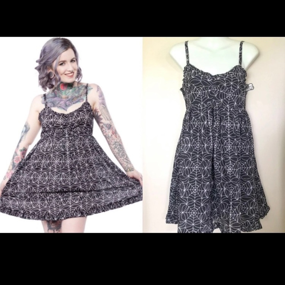 Sourpuss spiderweb baby doll dress